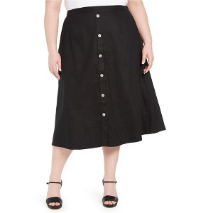 Calvin Klein Womens Button-Front Linen A-line Skirt - 1 of 1