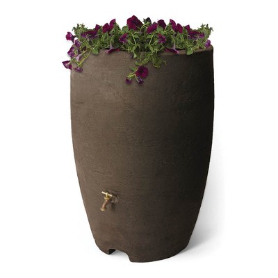 Algreen 50 Gallon Brown Plastic Rain Barrel with Pump