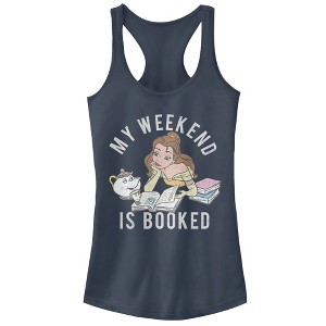 Juniors Womens Beauty and the Beast Weekend Booked Racerback Tank Top - 1 of 4