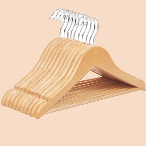 Kids Wooden Hangers 20 Pack, Solid Wood Baby Hangers with Pants Bar, Shoulder Notches, and Swivel Hooks, 12.6 x 7.5 Inches - 1 of 4