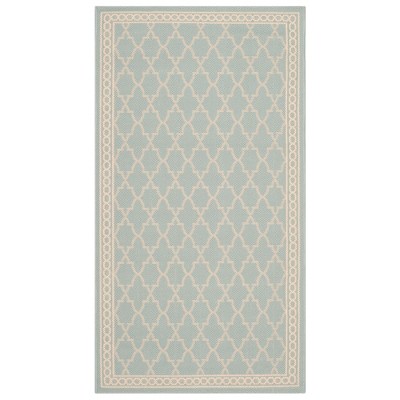 4'X5'7" Rectangle Gibson Outdoor Patio Rug  Aqua/Beige - Safavieh