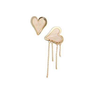 SOHI Women's Opal White The Heart-Fold Drop Earrings