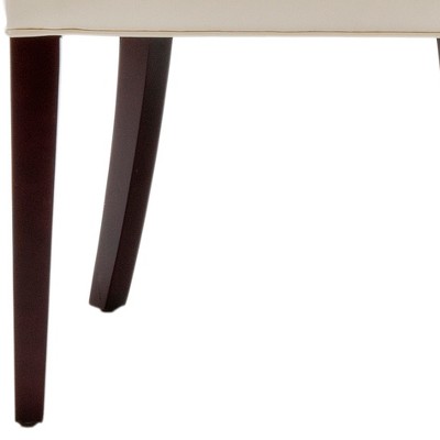 Transitional Amanda Slipper Chair in Flat Cream Leather and Wood