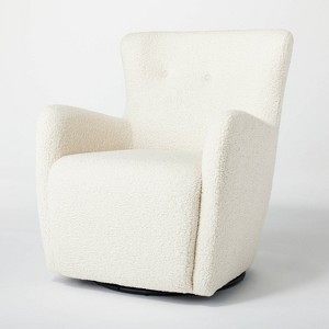 Kessler Swivel Accent Chair Cream Faux Shearling - Threshold™ designed with Studio McGee: Luxury Glam Furniture, No Assembly Required - 1 of 4