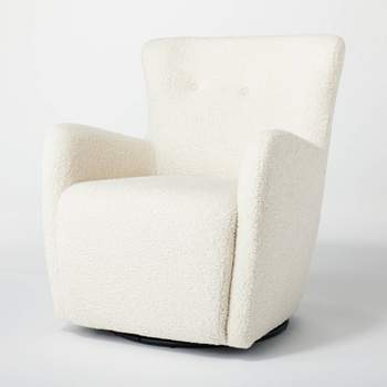 Kessler Swivel Accent Chair Cream Faux Shearling - Threshold™ designed with Studio McGee