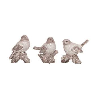Transpac Winter Glitter Ceramic Bird Figurines Set of 3