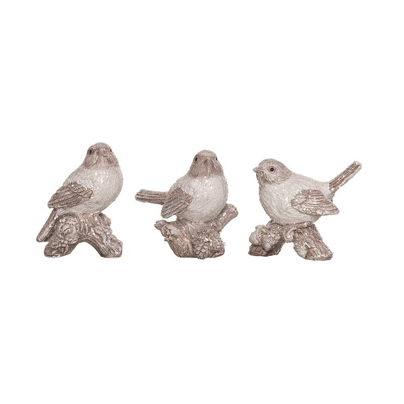 Transpac Winter Glitter Ceramic Bird Figurines Set of 3, 1 of 5