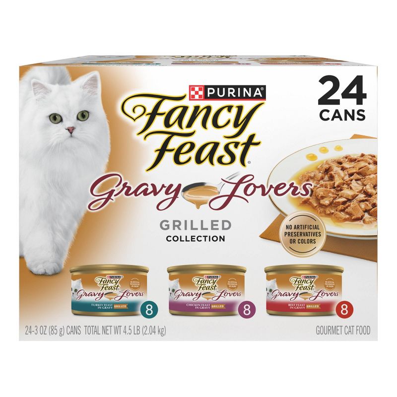 Purina Fancy Feast Gravy Lovers Chicken, Turkey&#160;&#38; Beef Flavor Wet Cat Food Cans Variety Pack - 3oz/24ct, 1 of 11