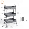 DSVIMOY 3 Tier Rolling Cart, Metal Utility Storage Organizer with Wheels, Kitchen Trolley, Bathroom, Office Shelves, Green, 16.9"*12.2"*30.9" - 3 of 4