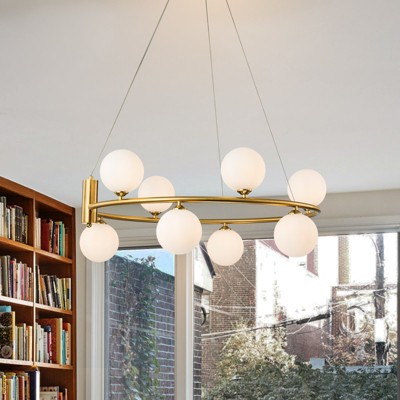 LLHZSY 8-Light Modern Sputnik Cluster Pendant Wagon Wheel Glass Globe Bubble Chandelier