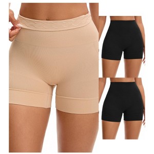 INSPIRE CHIC 3 Packs Women's High Waisted Boyshorts Soft Stretch Seamless Control Panties for Under Dresses - 1 of 4