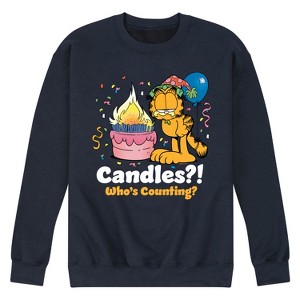Men's - Garfield - Candles Who's Counting Graphic Fleece Sweatshirt - 1 of 4