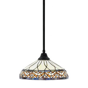 Toltec Lighting Any 1 - Light Pendant in  Matte Black with 16" Royal Merlot Art Glass Shade - 1 of 1