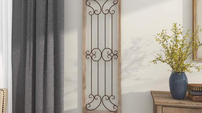 Wood Scroll Distressed Door Inspired Ornamental Wall Decor with Metal Wire Details Gray - Olivia &#38; May, 2 of 25, play video