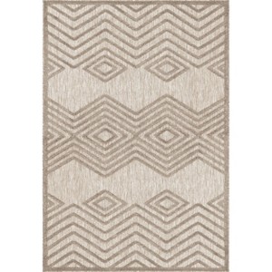 Nuloom Peri Geometric Tetris Indoor/Outdoor Patio Area Rug 5x7, Beige - 1 of 4