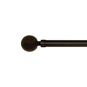 Versailles Vivendi Ribbed Ball Steel Heavy Duty Curtain Rods for Windows Set ORB Brown - 1 of 4
