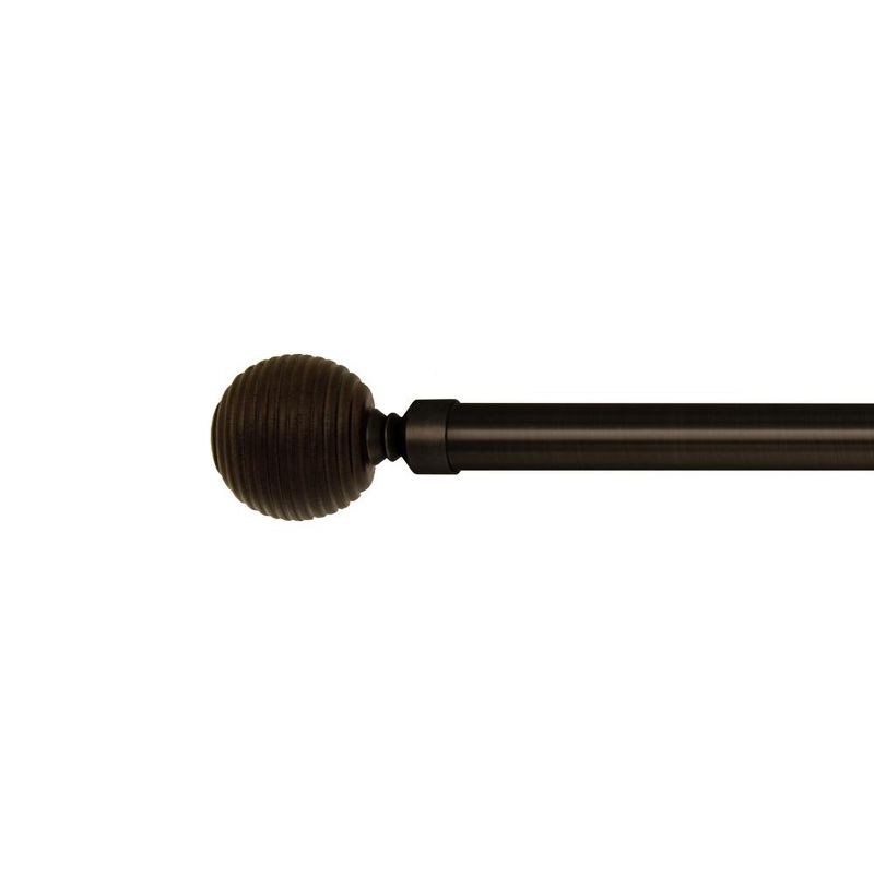 Versailles Vivendi Ribbed Ball Steel Heavy Duty Curtain Rods for Windows Set ORB Brown, 1 of 5