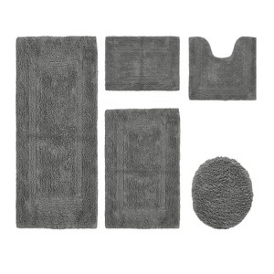 Lux Premium 100% Cotton Tufted Solid Reversible 5 PC Bath Rug Set – Ultra-Soft, Water-Absorbent, Durable, Machine Washable Bathroom Rug - 1 of 4