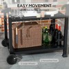 DSANE Outdoor Grill Cart with Foldable Side Table,Stainless Steel Pizza Oven Stand with Three-Shelf, Movable Food Prep Table on Wheels, Black - 4 of 4
