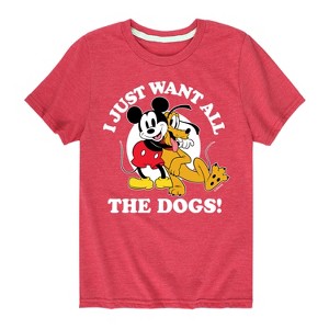 Boys' - Disney - Mickey Pluto Just Want All Dogs Short Sleeve Graphic T-Shirt - 1 of 4