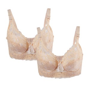 Allegra K Women Full Cup Breathable Comfort Floral Lace Non-Padded Underwired Bra - 1 of 4