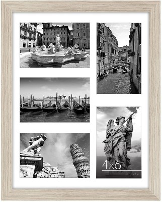 5x7 Inch 2 Photo Striped Driftwood Collage Picture Frame Wood, Mdf