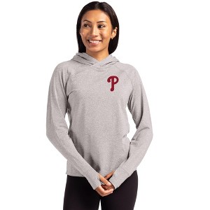 Philadelphia Phillies Cutter & Buck Adapt Knit Recycled Womens Heathered Hooded Pullover - 1 of 1