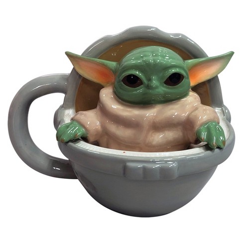 ICUP Star Wars Mandalorian Grogu Starting To Work The Coffee Is Embossed 14  oz Ceramic Mug