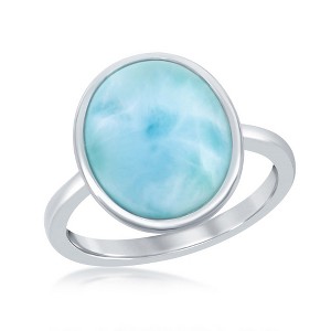 Caribbean Treasures Sterling Silver, Oval Larimar, Design Border Ring - Available Sizes:  9 ,  8 ,  7 ,  6 - 1 of 3