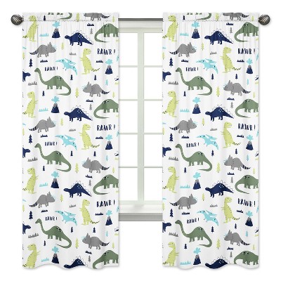 Sweet Jojo Designs Window Panels - Blue & Green Mod Dino - 2pk : Target