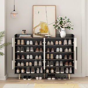 TIRAMISUBEST Sideboard - Black,Light Yellow Mobile File Cabinet - 1 of 4