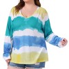 Agnes Orinda Women's Plus Size Tie Dye V-Neck Long Sleeve Casual Outfits T-shirts - 2 of 4