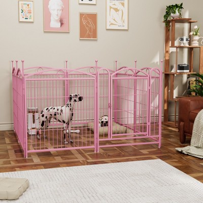 LAOTIES 32" Metal Dog Playpen,8-Panel Foldable Pet Fence with Door,Indoor And Outdoor Exercise Pen for Small,Medium And Large Dogs