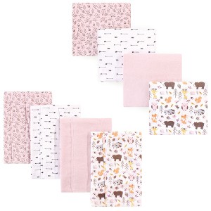 Hudson Baby Infant Girl Cotton Flannel Burp Cloths and Receiving Blankets, 8-Piece, Girl Pinecone, One Size - 1 of 2