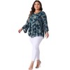 Agnes Orinda Women's Plus Size V Neck 3/4 Flared Sleeve Double Layers Mesh Blouses - 3 of 4