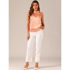INSPIRE CHIC Women's Elegant Satin Sleeveless Bow Tie Mock Neck Solid Work Blouse - 3 of 4