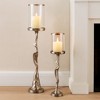 Tall Candle Stand Holder for Pillar Candles - Sculptural Candle Holder for Mantel, Centerpieces, or Home Decor Accent - Set of 2, 30", 21", Silver - 2 of 4