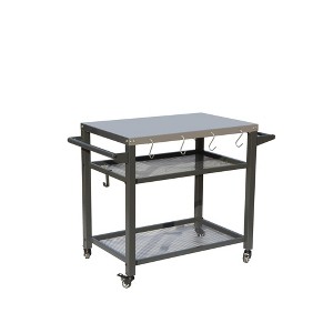 Maggift 3-Tier Rust-Proof Outdoor Grill Cart with Stainless Steel Table, Rack and Wheels for Multi-Person Party, Grey, 42.24"*21.65"*32.71 - 1 of 4