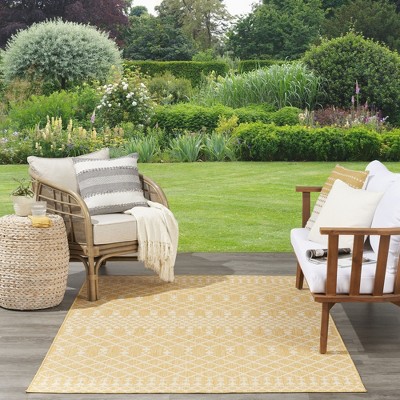 Yellow Moroccan Trellis Synthetic Flatweave Rug 4' x 6'