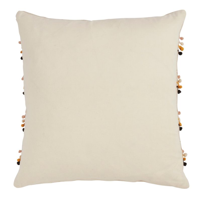 Saro Lifestyle Pom Pom Applique Pillow - Down Filled, 18" Square, Multi, 2 of 3