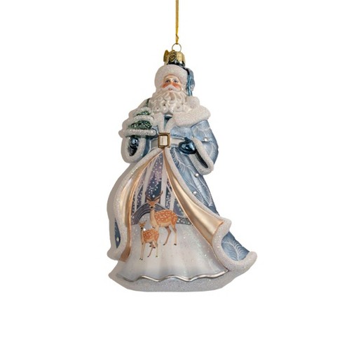 Kurt Adler 7-Inch Bellissimo Glass Santa With Tree and Scene Ornament - image 1 of 4