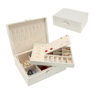 Unique Bargains PU Leather 2 Layer Jewelry Box with Drawer - 1 of 4