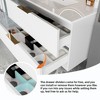 Lyngins 24" Floating Wall-Mounted Bathroom Vanity with Ceramic Sink, Modern Bathroom Fluted Vanity with Storage Cabinet – 2 Large Drawers, Matt White - 2 of 4