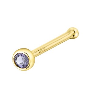 Jewelry Avalanche 22G 14K Gold Bezel-set Tanzanite Ball-end Nose Stud - 1 of 3