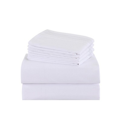 Marcielo 4/6 Pcs Soft Solid & Embroidery Bed Sheets Set