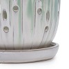 MAYEERTY Set of 2 Ceramic Flowerpot with Drainage Hole 8" Modern Planter White Green for Patio Garden Windowsill - 4 of 4