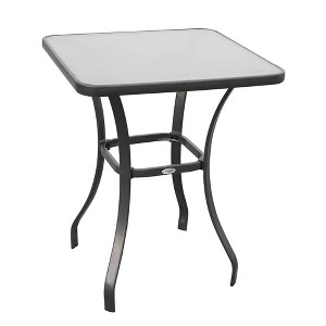 Resenkos Patio Dining Tables,Patio Tables,27" Square Bistro Table Garden Dining Table Outdoor Tempered Glass Table Black - 1 of 4