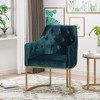 26'' Velvet Modern Glam Club Chair with Curved Design, Button-Tufted Diamond Stitch, Gold Accents and Iron Frame - 3 of 4