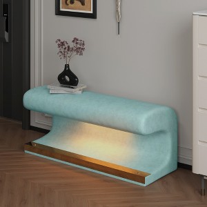 Grungis Modern Entryway Ottoman Bench,Leather Upholstered Ottoman with LED Sensor Light for living Room,End of Bed - 1 of 4
