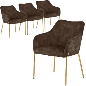LeisureMod Zaire Modern Dining Chair – Upholstered Side Chair with Gold Iron Legs, Stylish Accent Chair for Dining Room or Kitchen Set of 4 - 1 of 4